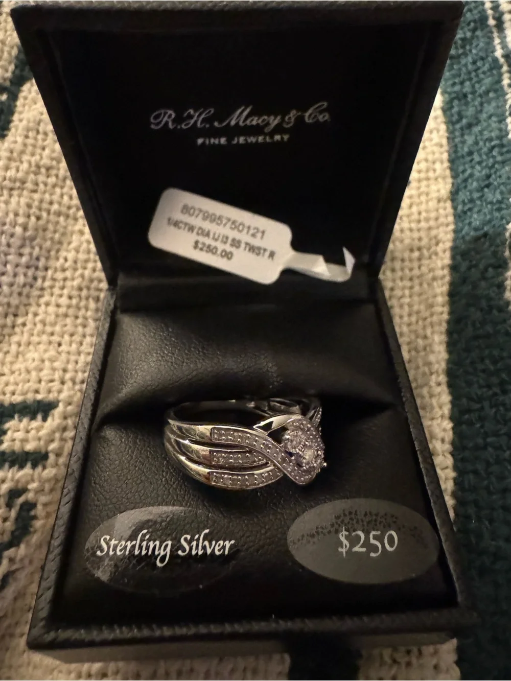 Macy's Sterling Silver Multi-Band Diamond Halo Ring - Silver nwt